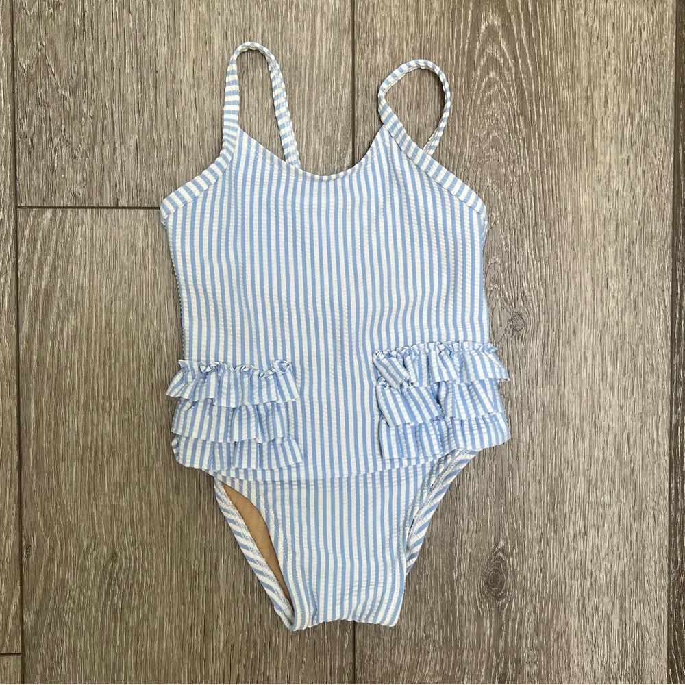 OLD NAVY ONE PIECE SWIMSUIT STRIPES BLUE WHITE 18-24MO